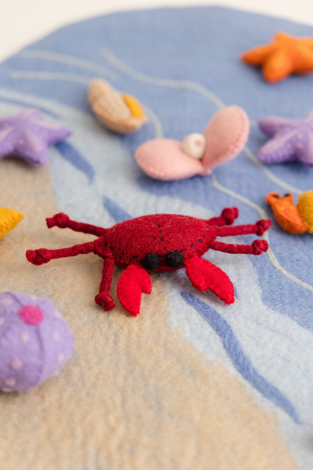 Beach Play Mat & Toys – Handmade Wool Felt Sensory Play Set