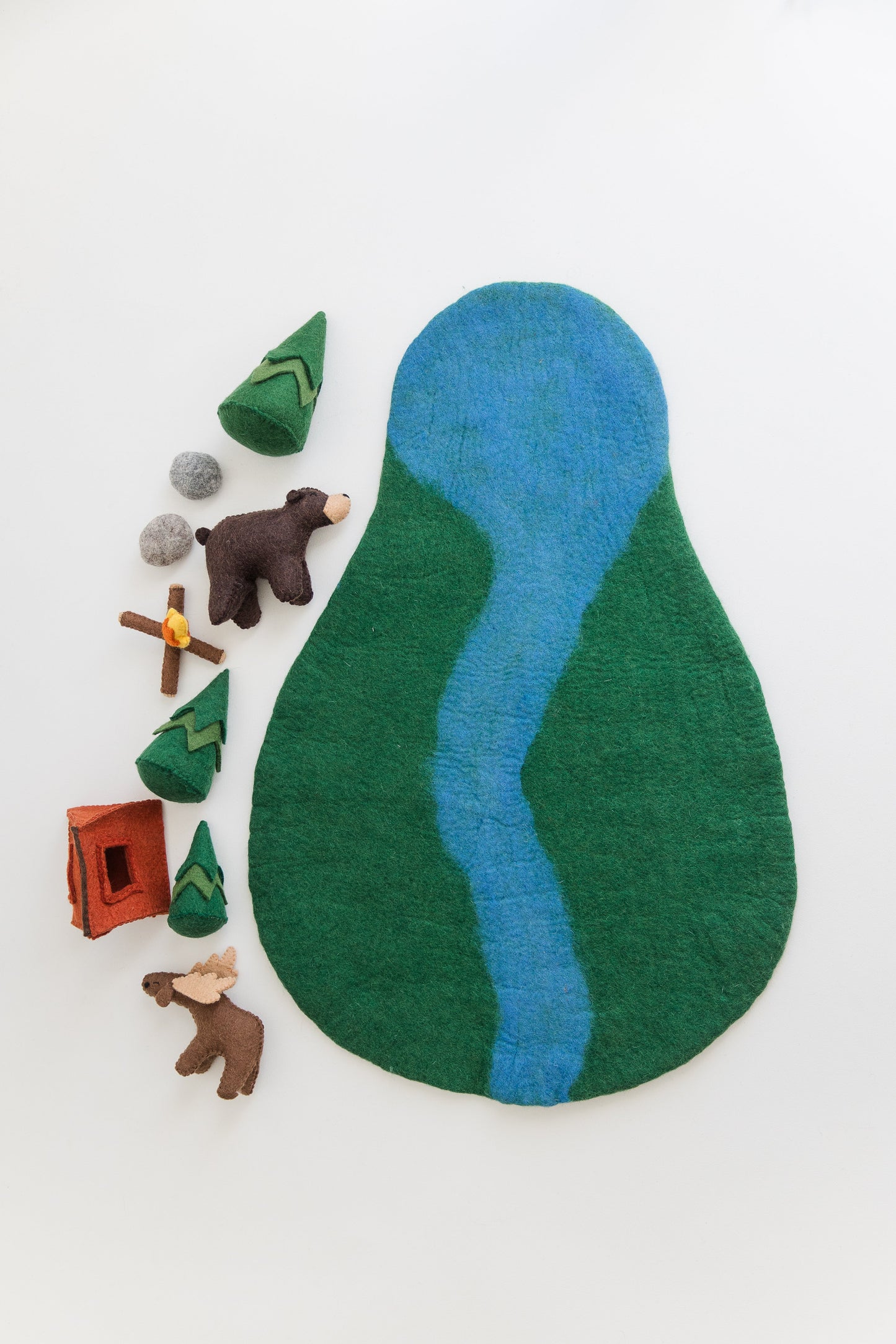 Woodland Camping Play Mat & Toys – Handmade Wool Felt Play Set