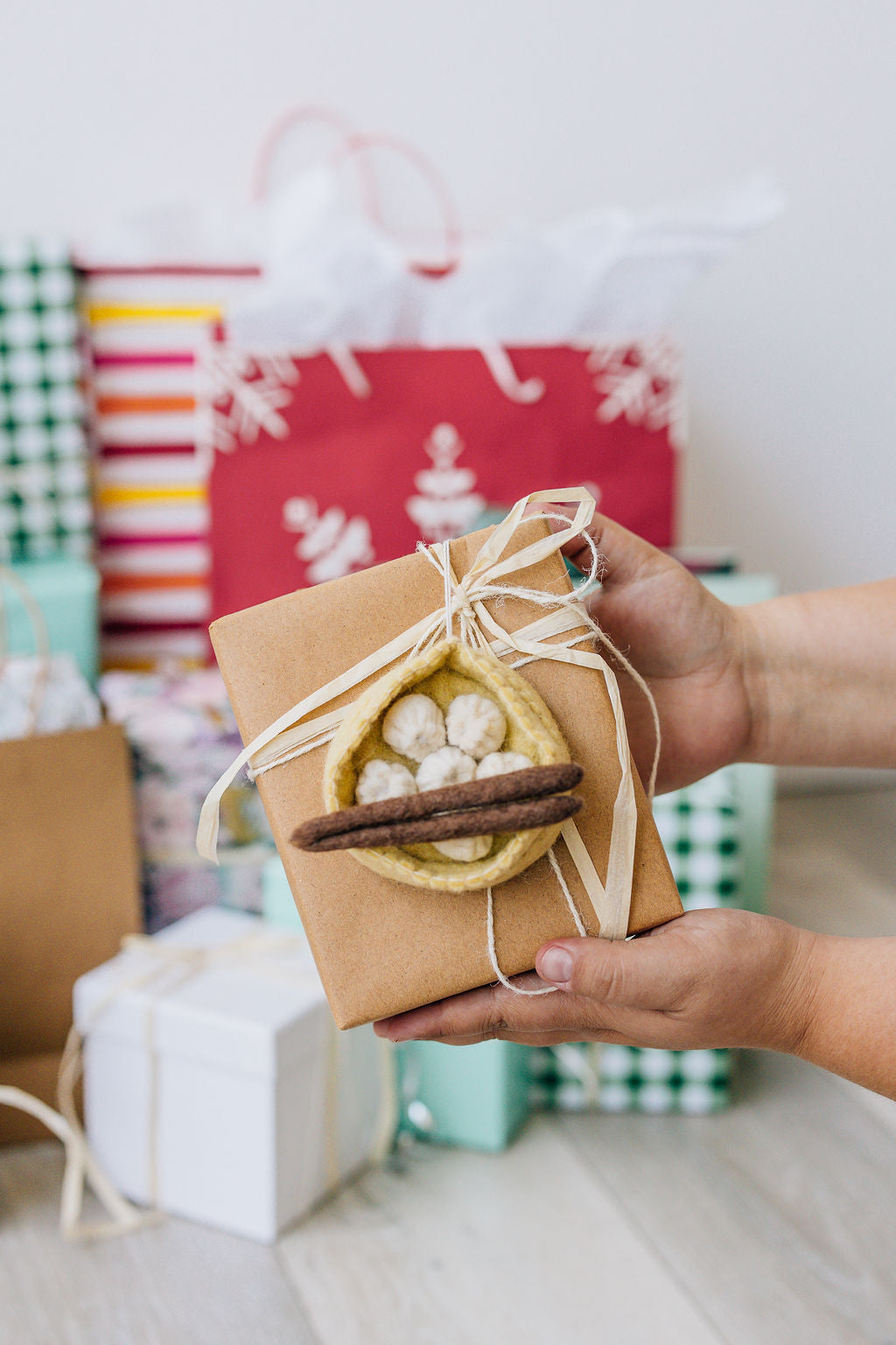 Dumpling Ornament – Handmade Wool Felt Holiday Decor
