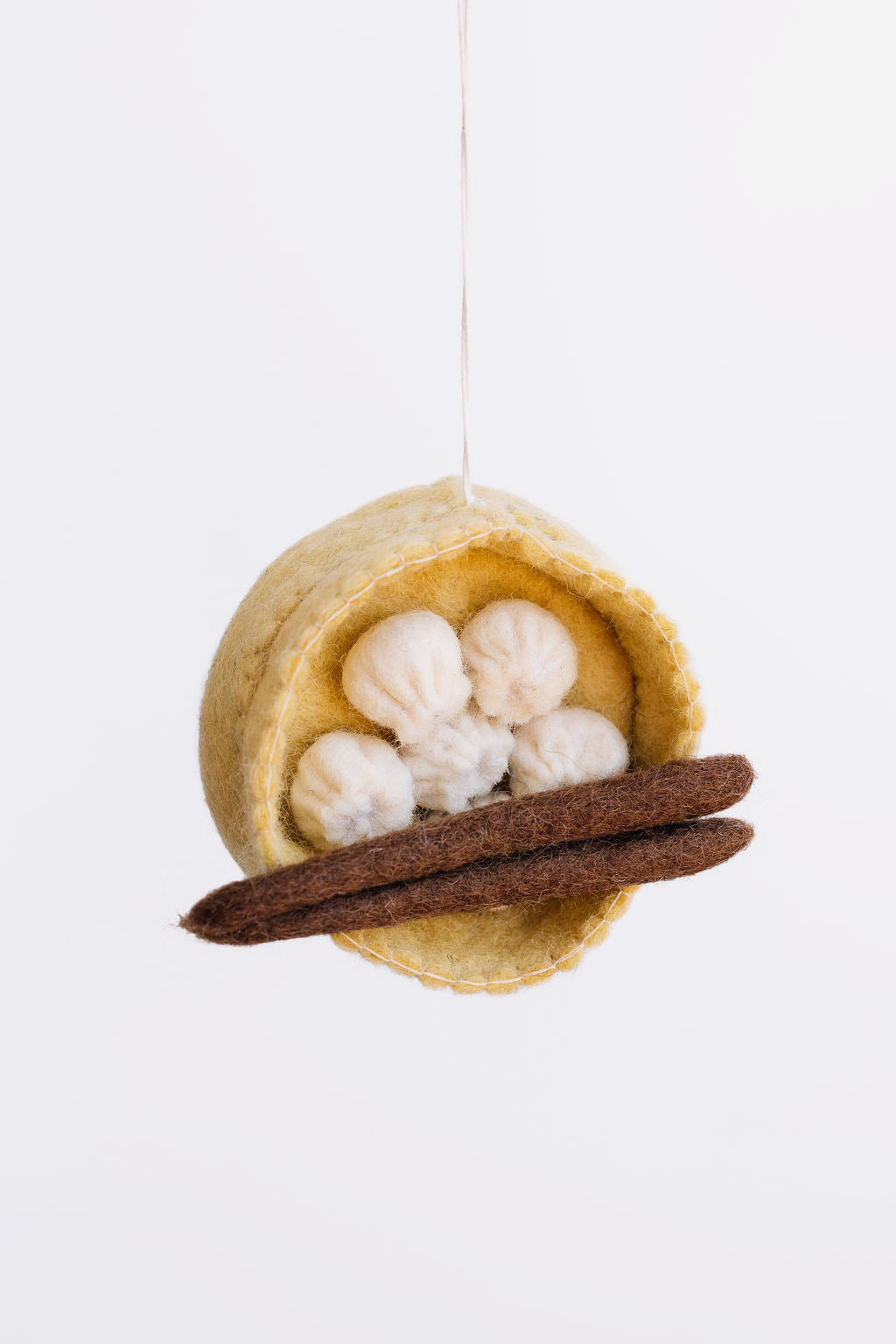 Dumpling Ornament – Handmade Wool Felt Holiday Decor