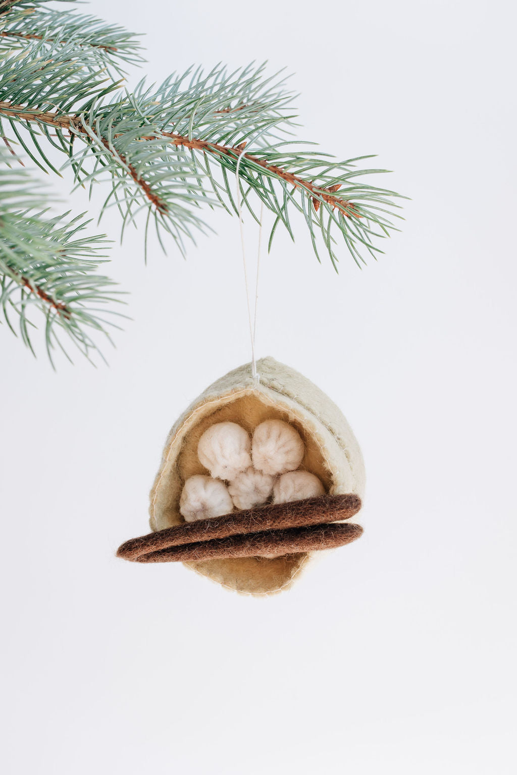 Dumpling Ornament – Handmade Wool Felt Holiday Decor