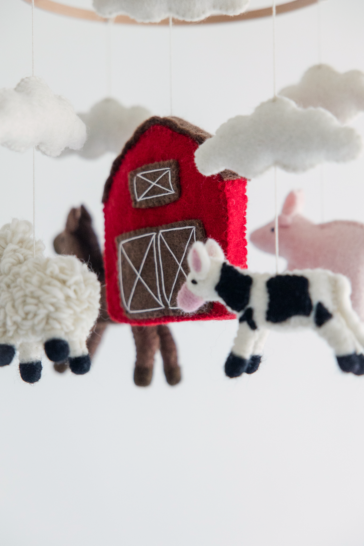 Farm Crib Mobile – Handmade Wool Felt Nursery Decor