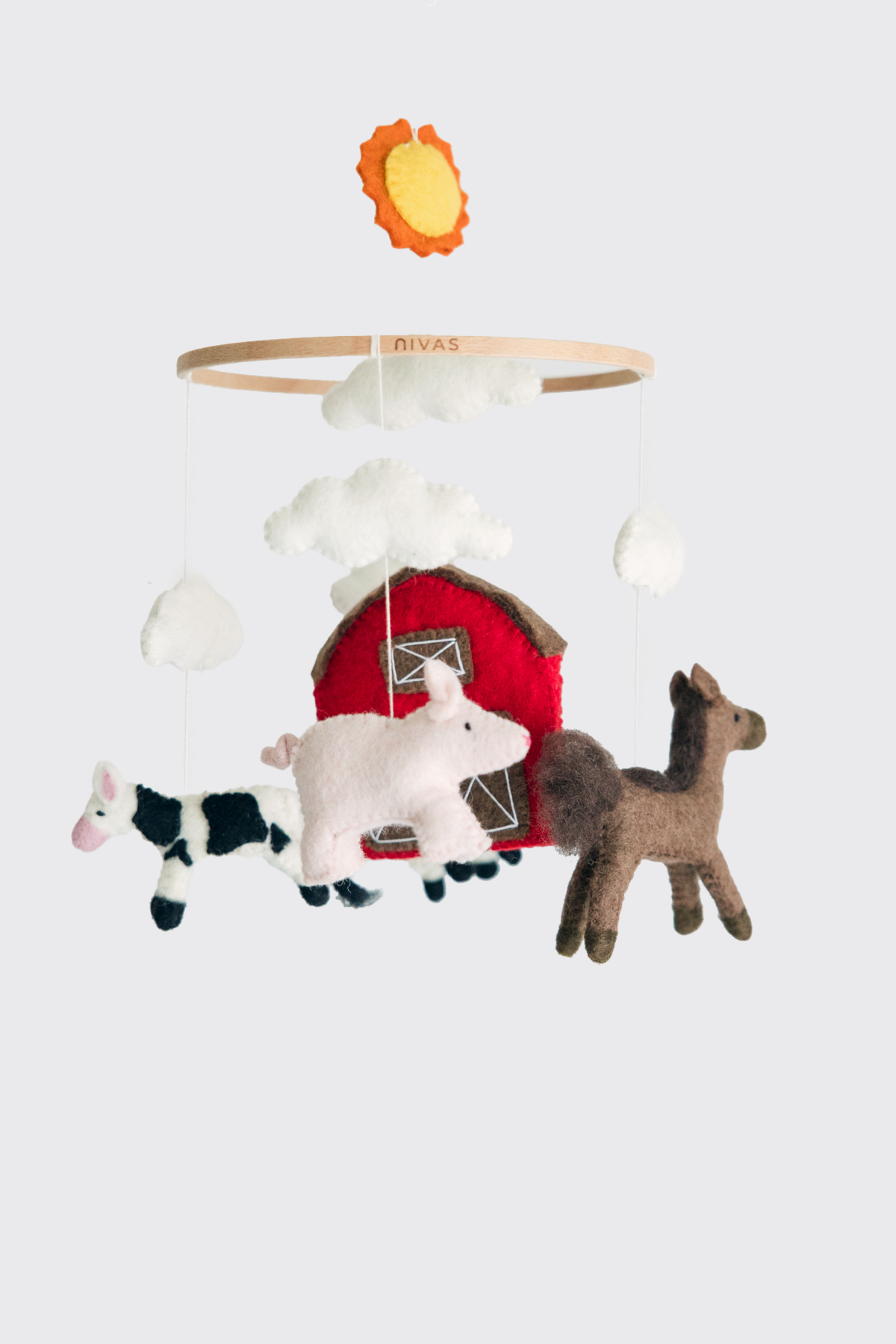 Farm Crib Mobile – Handmade Wool Felt Nursery Decor