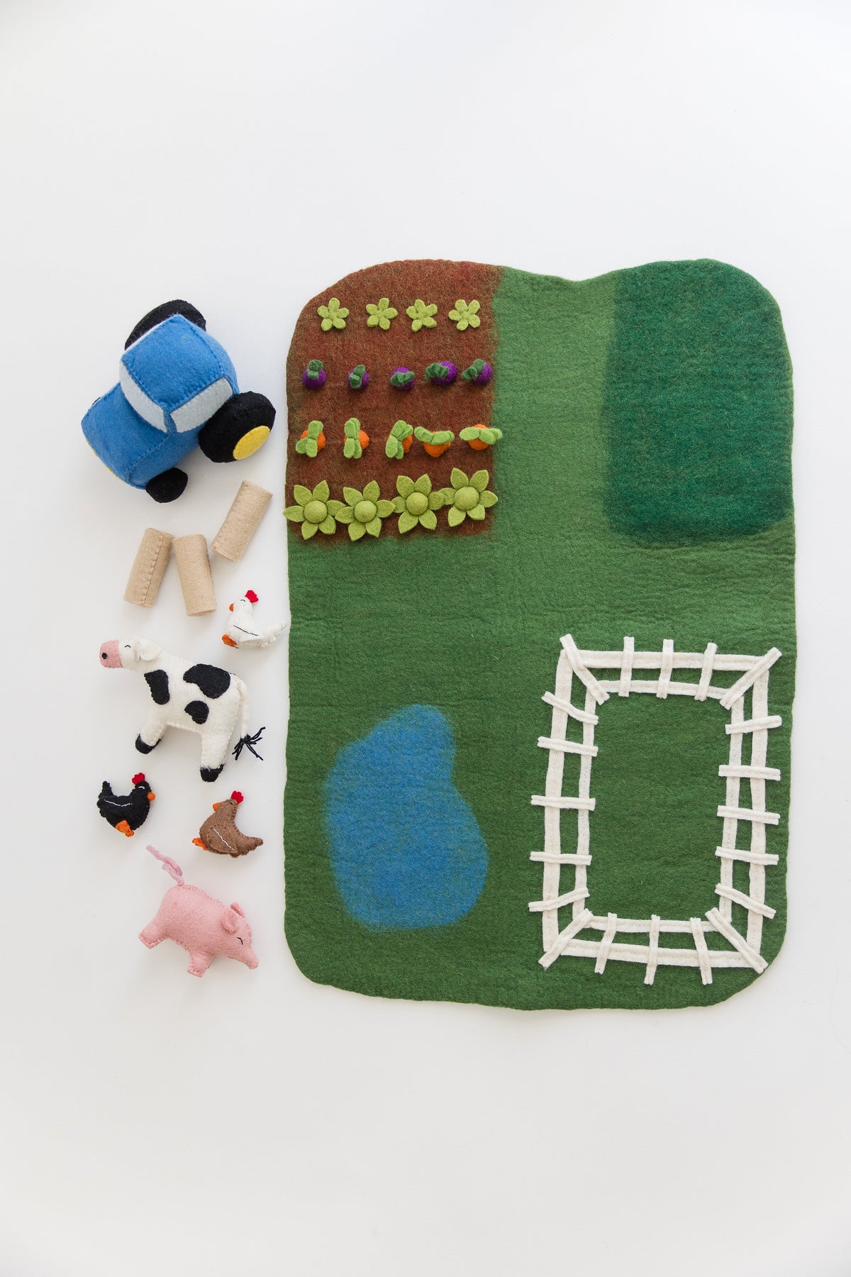 Farm Play Mat & Toys – Handmade Wool Felt Play Set