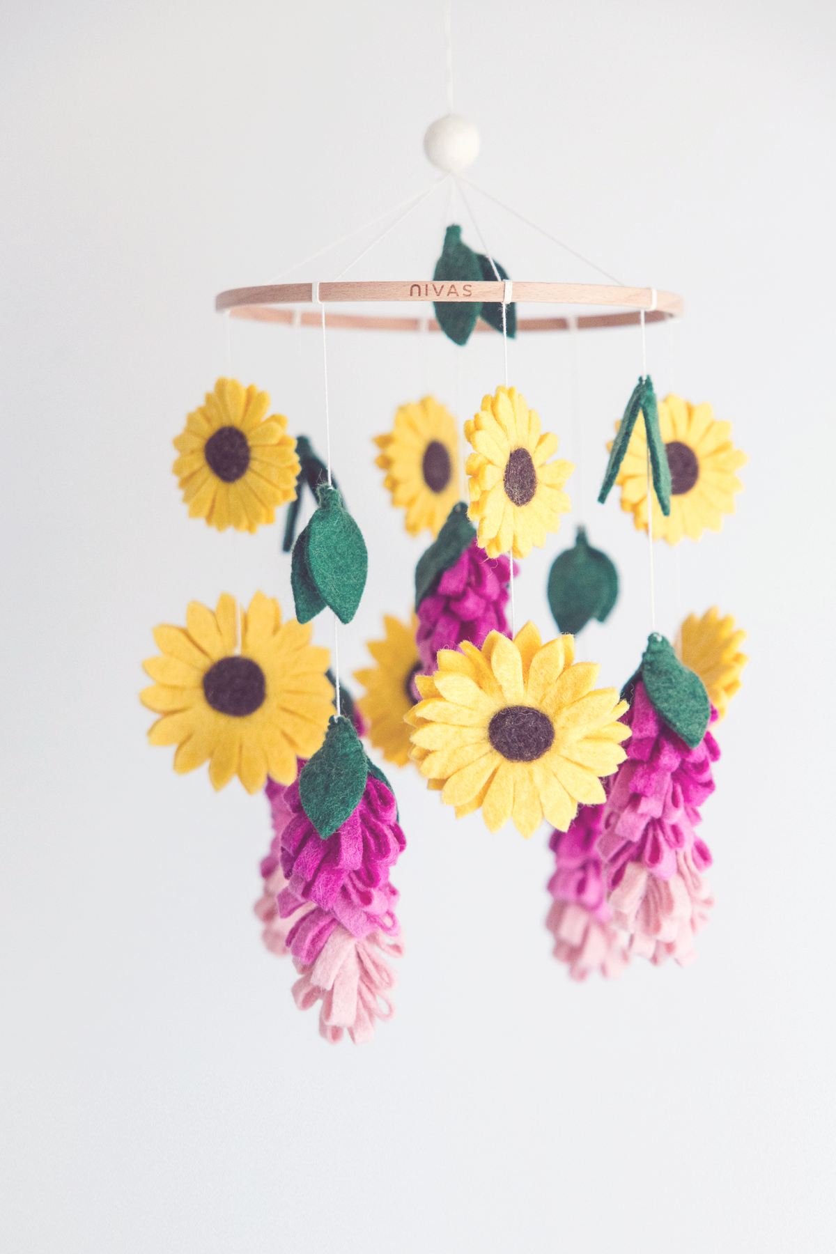 Floral Crib Mobile – Handmade Wool Felt Nursery Decor