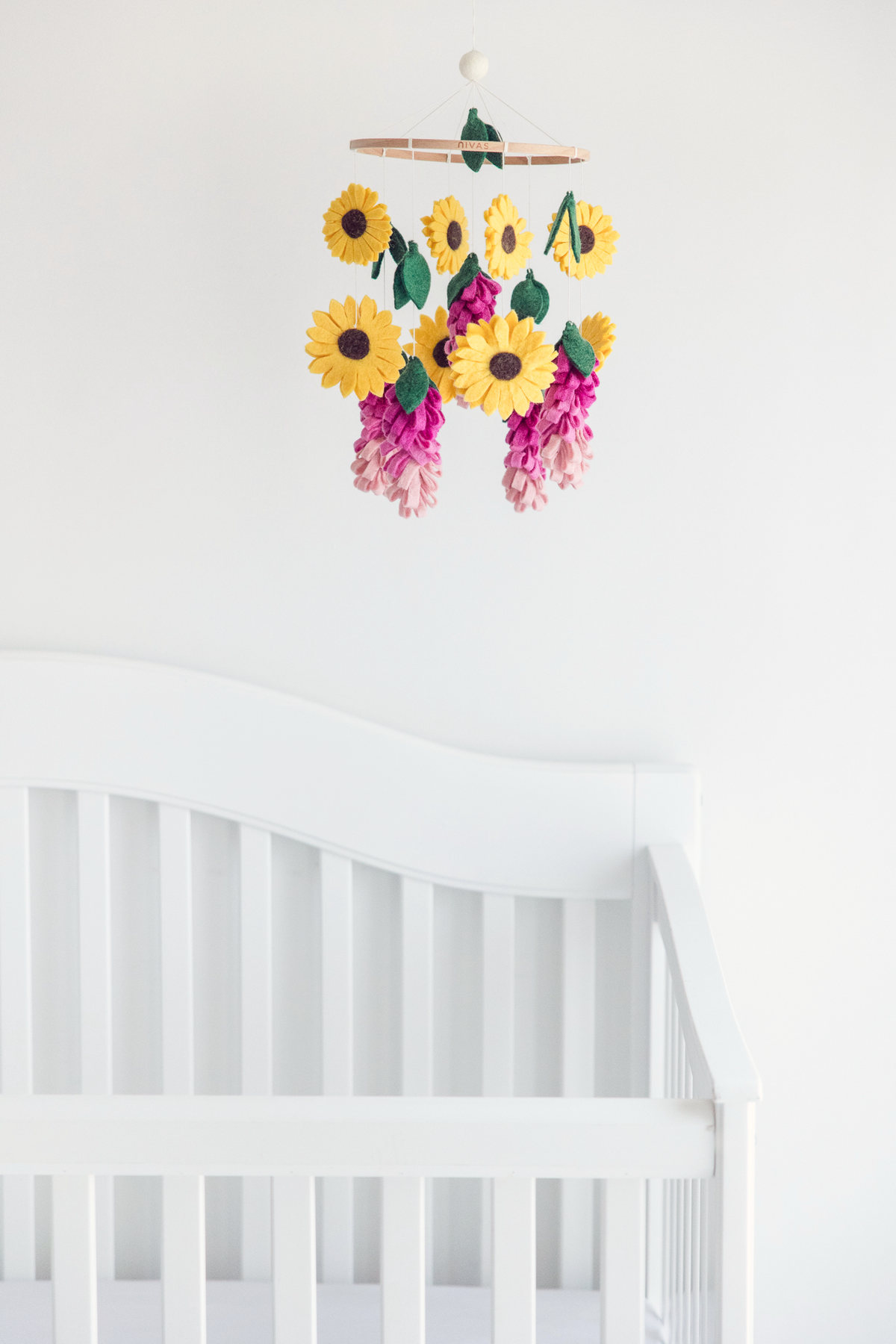 Floral Crib Mobile – Handmade Wool Felt Nursery Decor