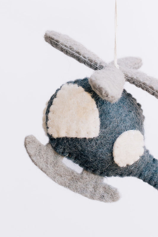 Helicopter Ornament – Handmade Wool Felt Holiday Decor