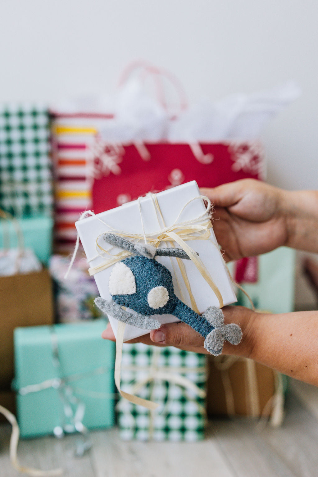 Helicopter Ornament – Handmade Wool Felt Holiday Decor