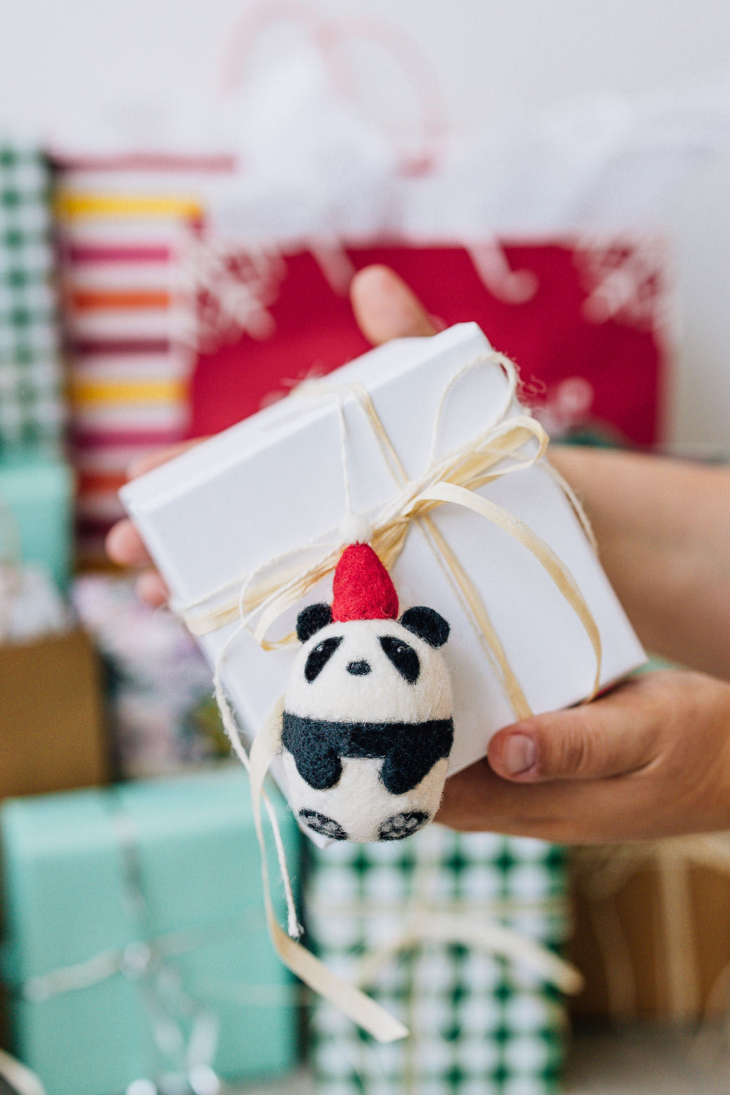 Panda Ornament – Handmade Wool Felt Holiday Decor