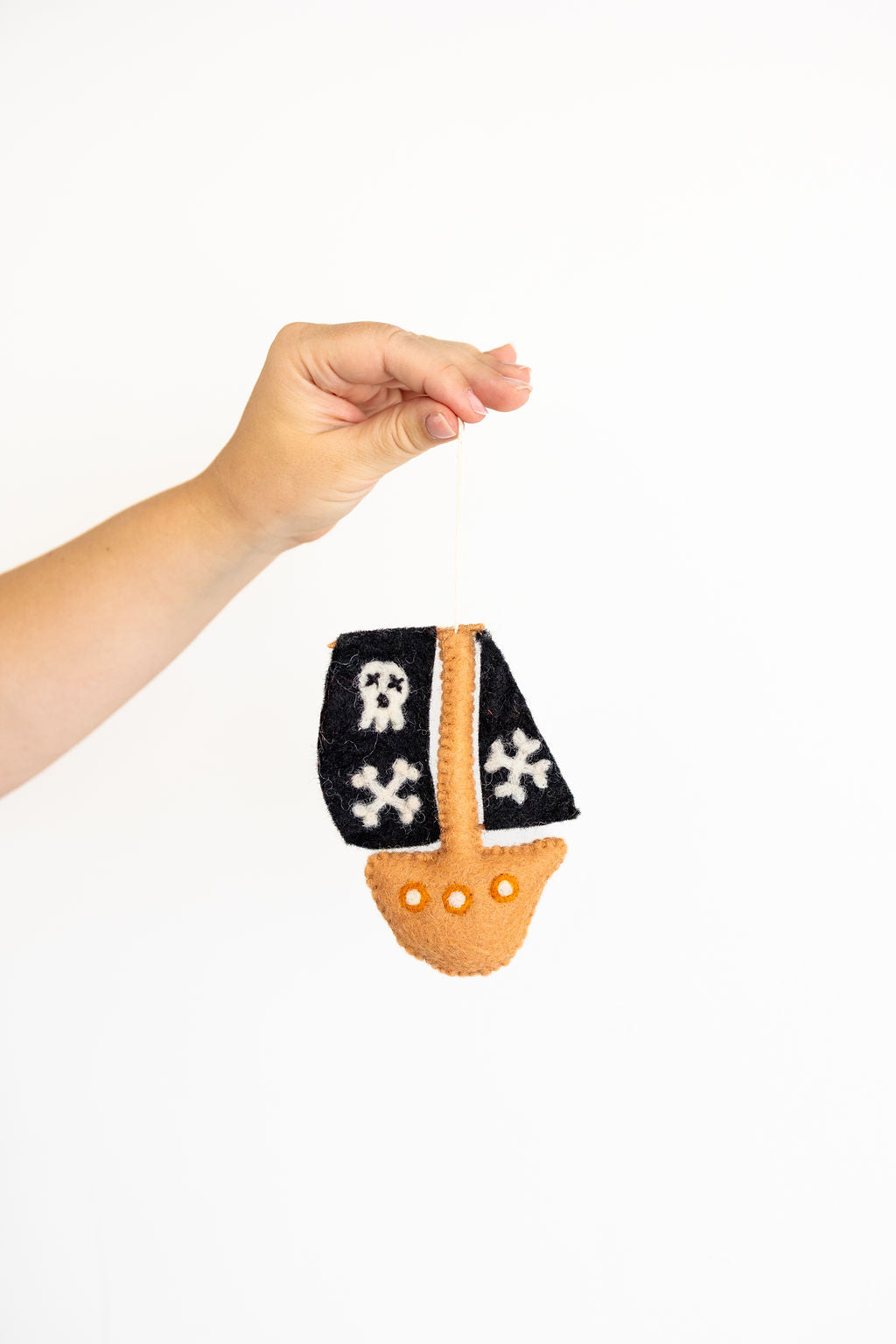 Pirate Ship Ornament – Handmade Wool Felt Holiday Decor