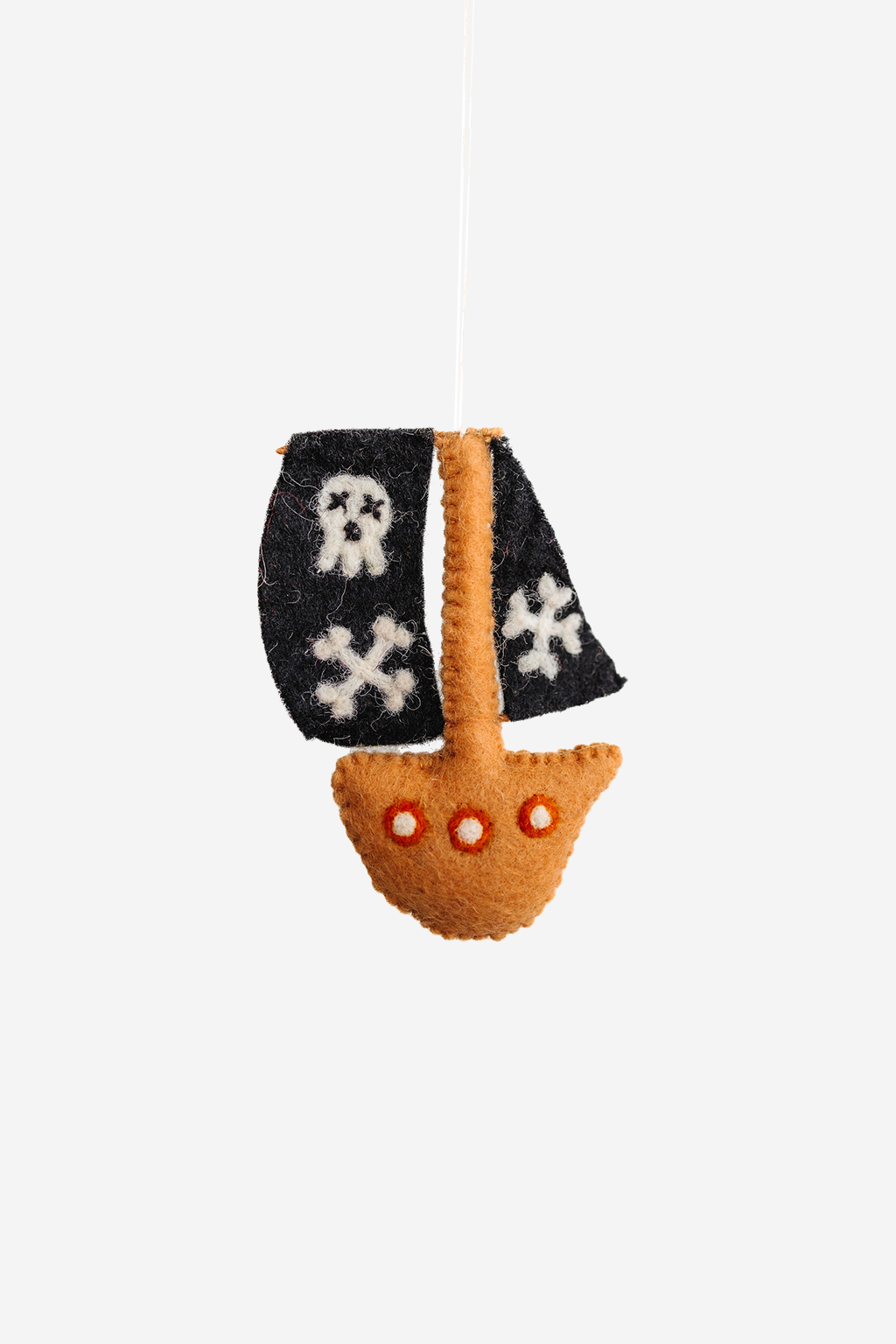 Pirate Ship Ornament – Handmade Wool Felt Holiday Decor