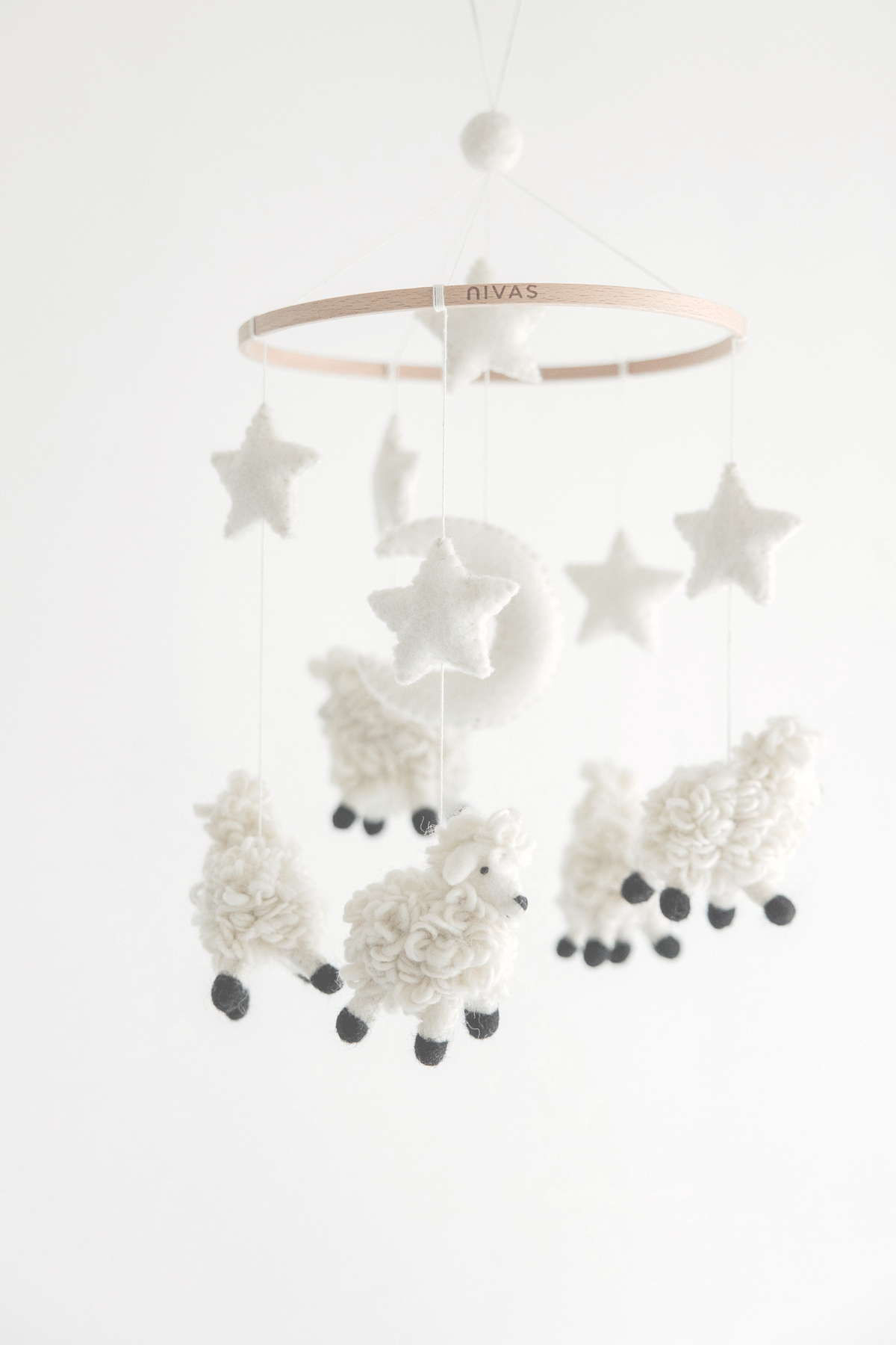Sheep Crib Mobile – Handmade Wool Felt Nursery Decor