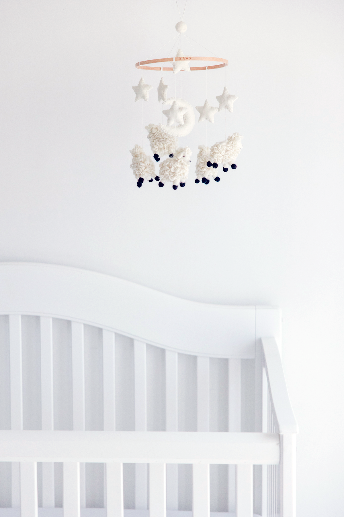Sheep Crib Mobile – Handmade Wool Felt Nursery Decor