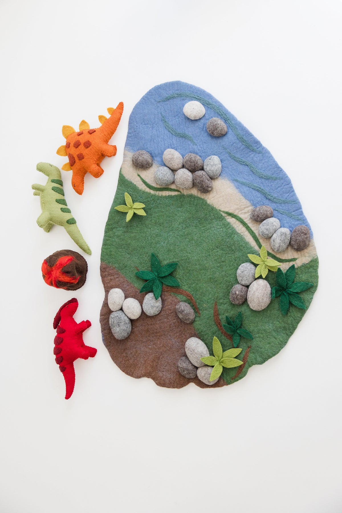 Dinosaur Play Mat & Toys – Handmade Wool Felt Play Set