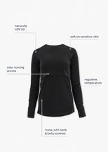 Load image into Gallery viewer, Women&#39;s Nursing Long Sleeve Baselayer Long Sleeve Shirt - 100% Merino Wool
