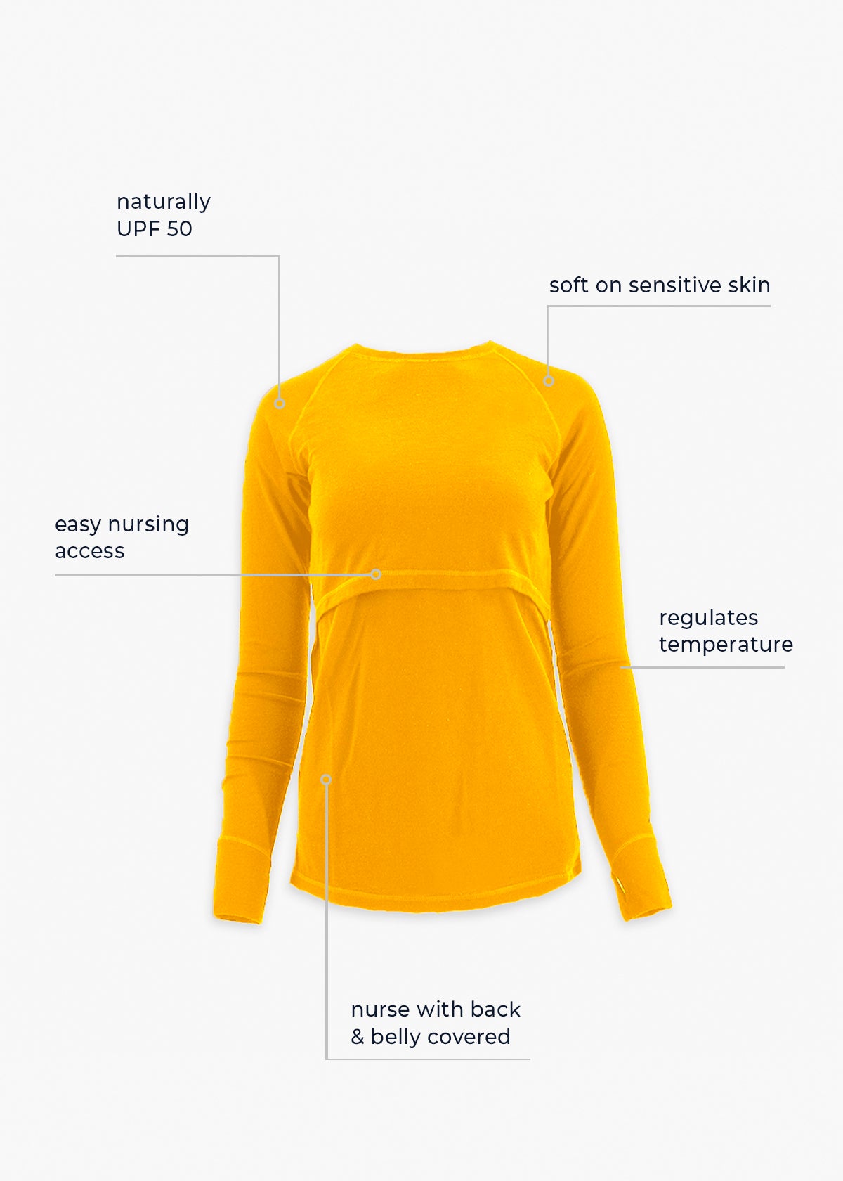 Women's Nursing Long Sleeve Baselayer Long Sleeve Shirt - 100% Merino Wool