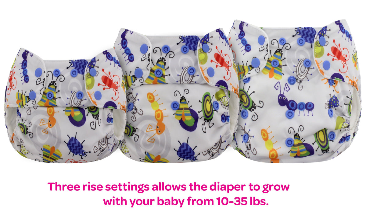One Size Pocket Cloth Diaper – Adjustable 10–35 lb, Inserts Not Included