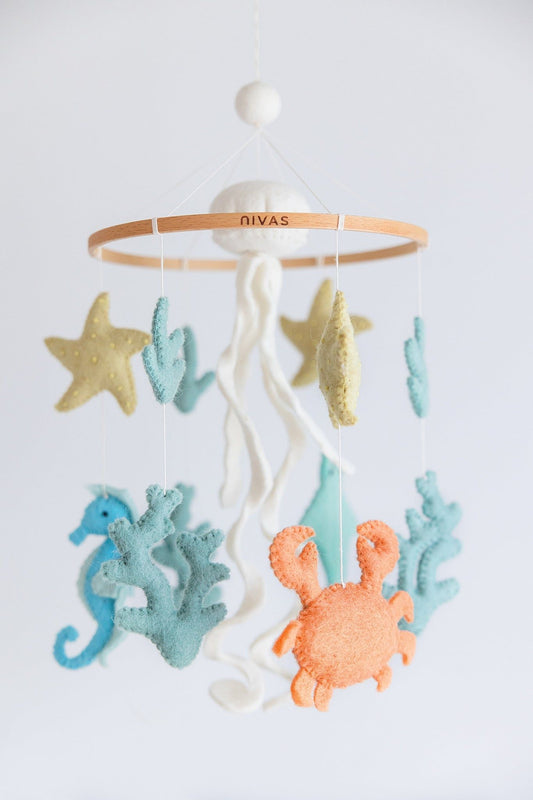 Nivas Ocean Life Crib Mobile – Handmade Wool Felt Nursery Mobile