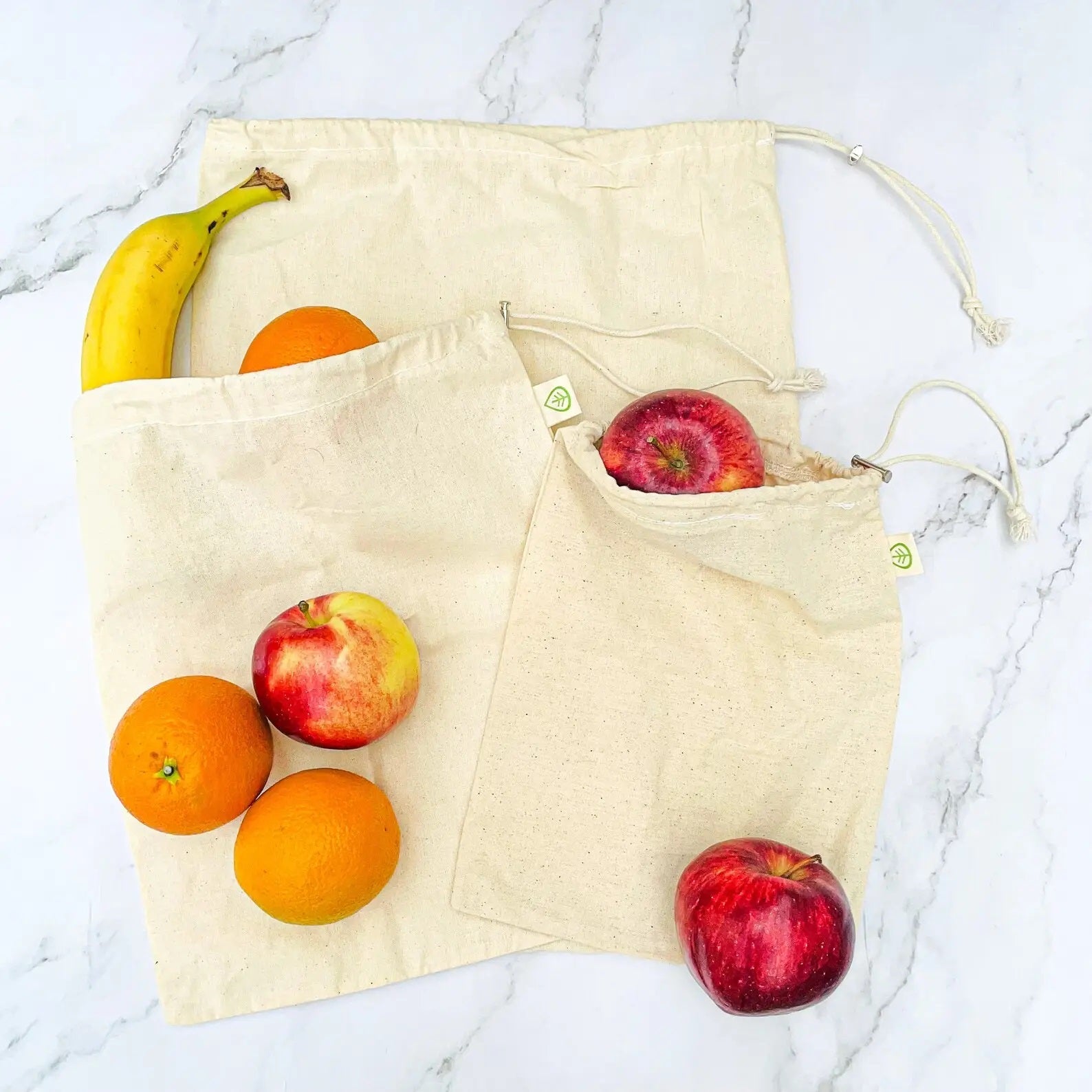 Set of 3 Organic Cotton Muslin Produce Bags