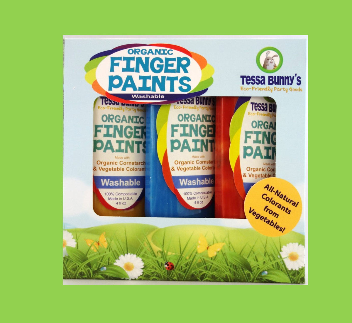 Tessa Bunny's Organic Finger Paints – Plant-Based Colors, Washable, Made in USA