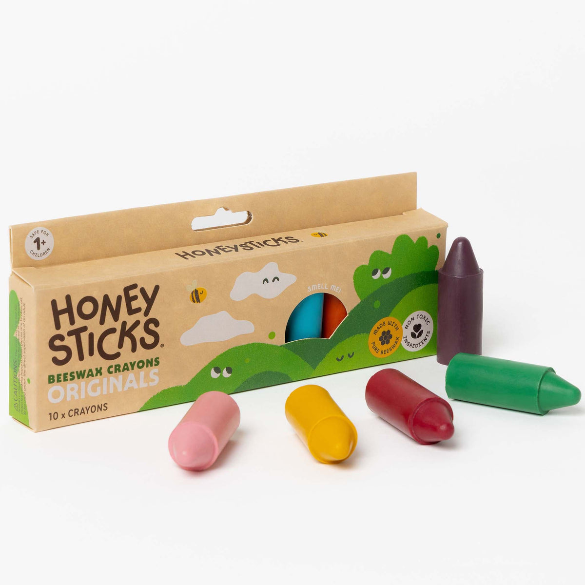 Honeysticks Originals Beeswax Crayons for Toddlers 1–3 – Chunky, Non-Toxic, 10 Pack