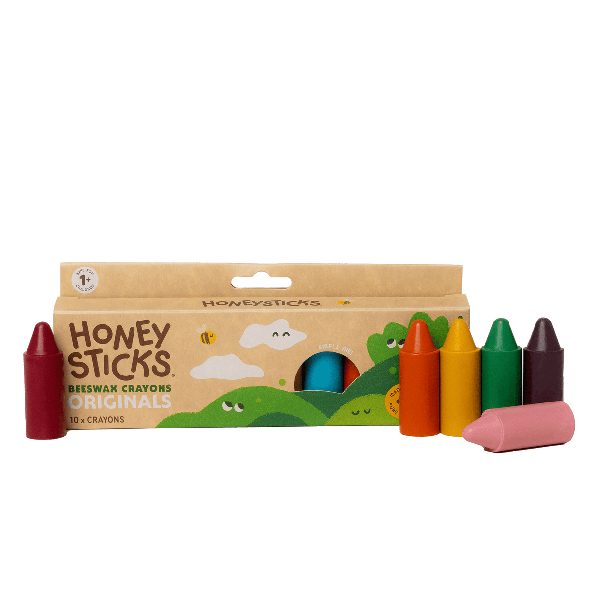 Honeysticks Originals Beeswax Crayons for Toddlers 1–3 – Chunky, Non-Toxic, 10 Pack