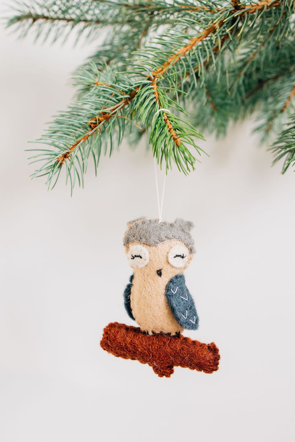 Owl Ornament – Handmade Wool Felt Holiday Decor
