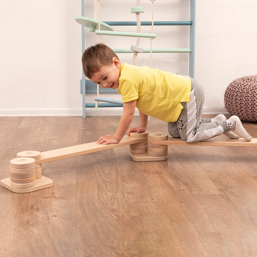 Wood and Hearts Eco-Friendly Wooden Balance Beam for Kids
