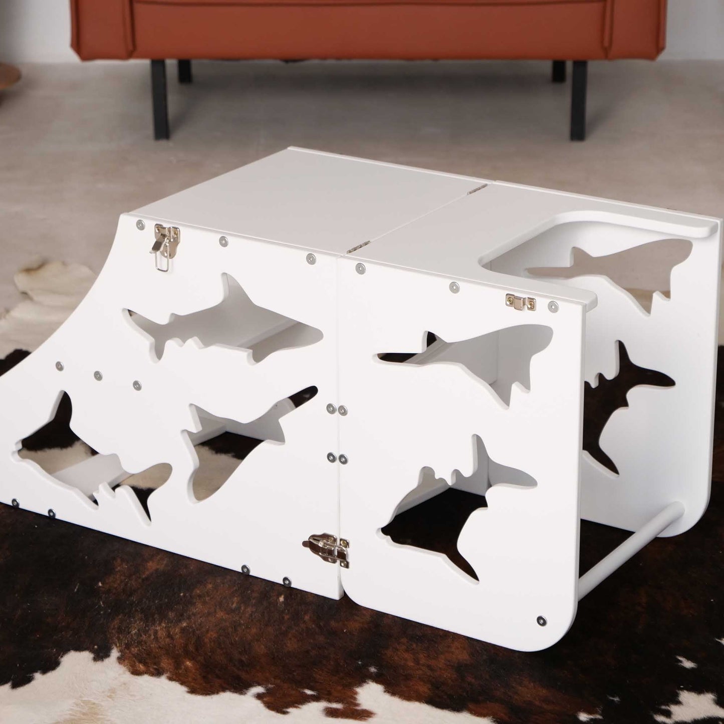 Wood and Hearts Eco-Friendly Wooden Convertible Kids' Kitchen Tower Step Stool Table and Chair