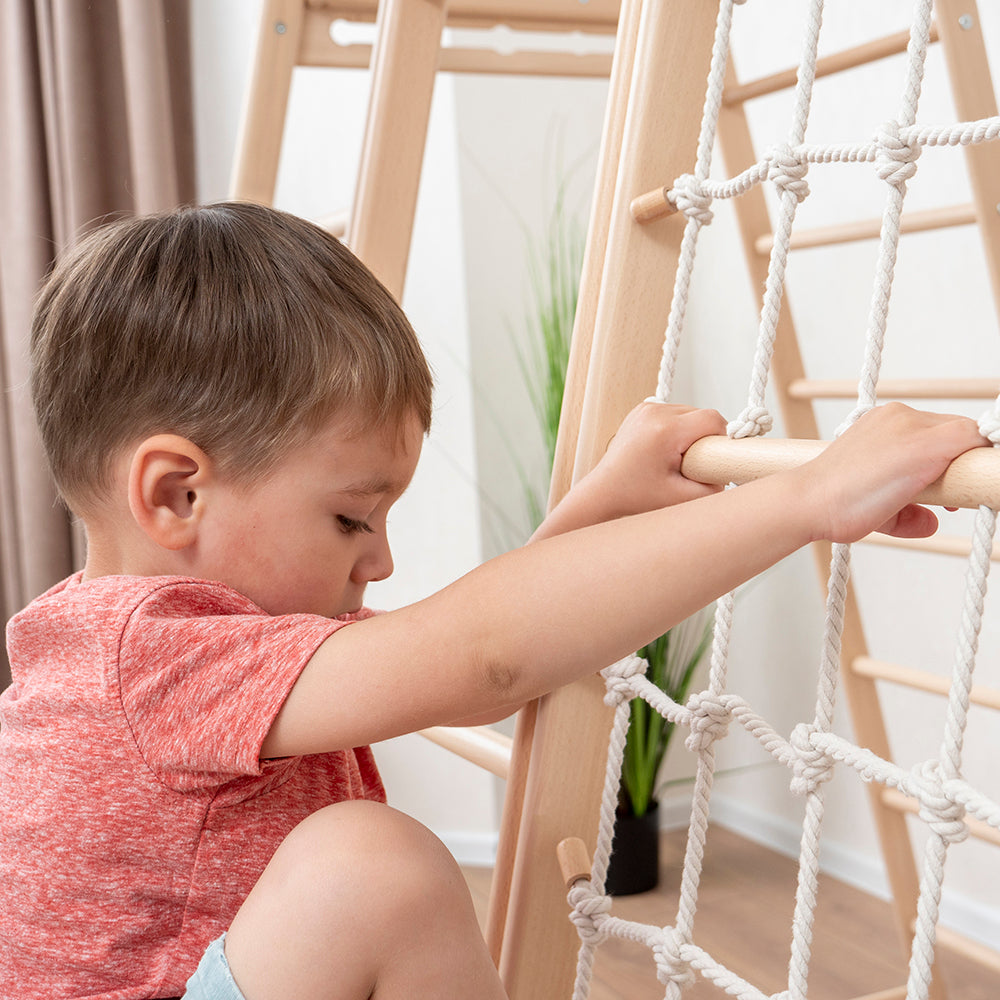 Wood and Hearts Eco-Friendly Natural Wooden Climbing Indoor Playground Jungle Gym