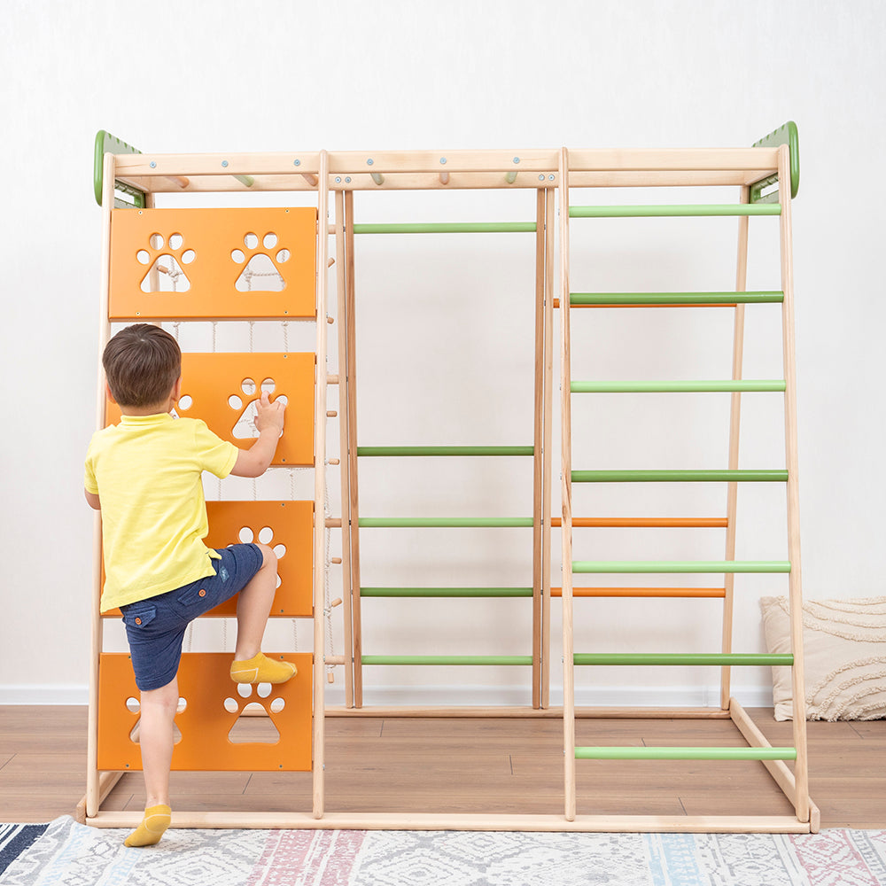 Wood and Hearts Eco-Friendly Natural Wooden Climbing Indoor Playground Jungle Gym