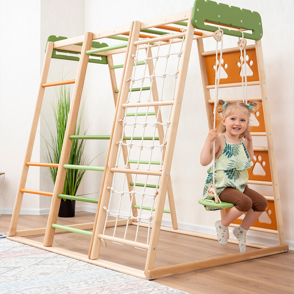 Wood and Hearts Eco-Friendly Natural Wooden Climbing Indoor Playground Jungle Gym