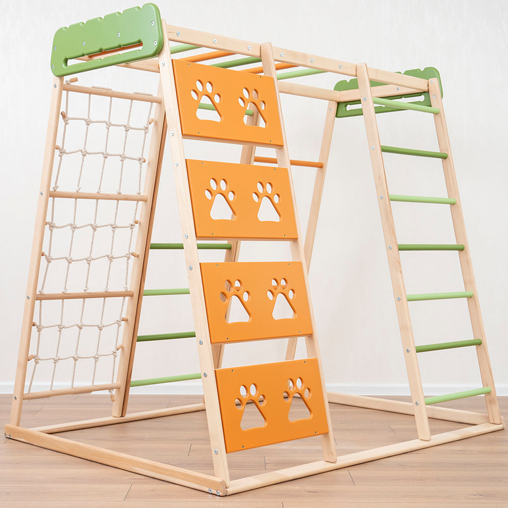 Wood and Hearts Eco-Friendly Natural Wooden Climbing Indoor Playground Jungle Gym