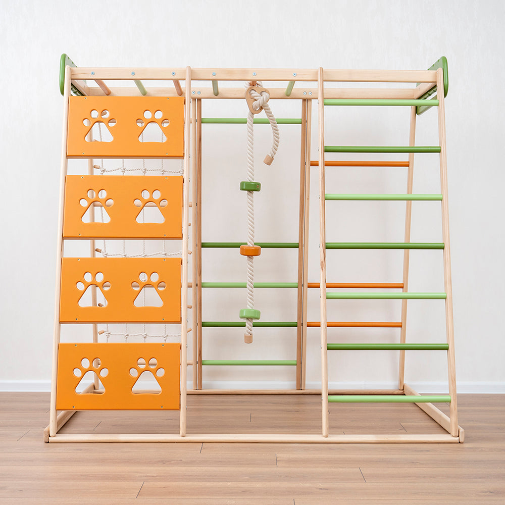 Wood and Hearts Eco-Friendly Natural Wooden Climbing Indoor Playground Jungle Gym