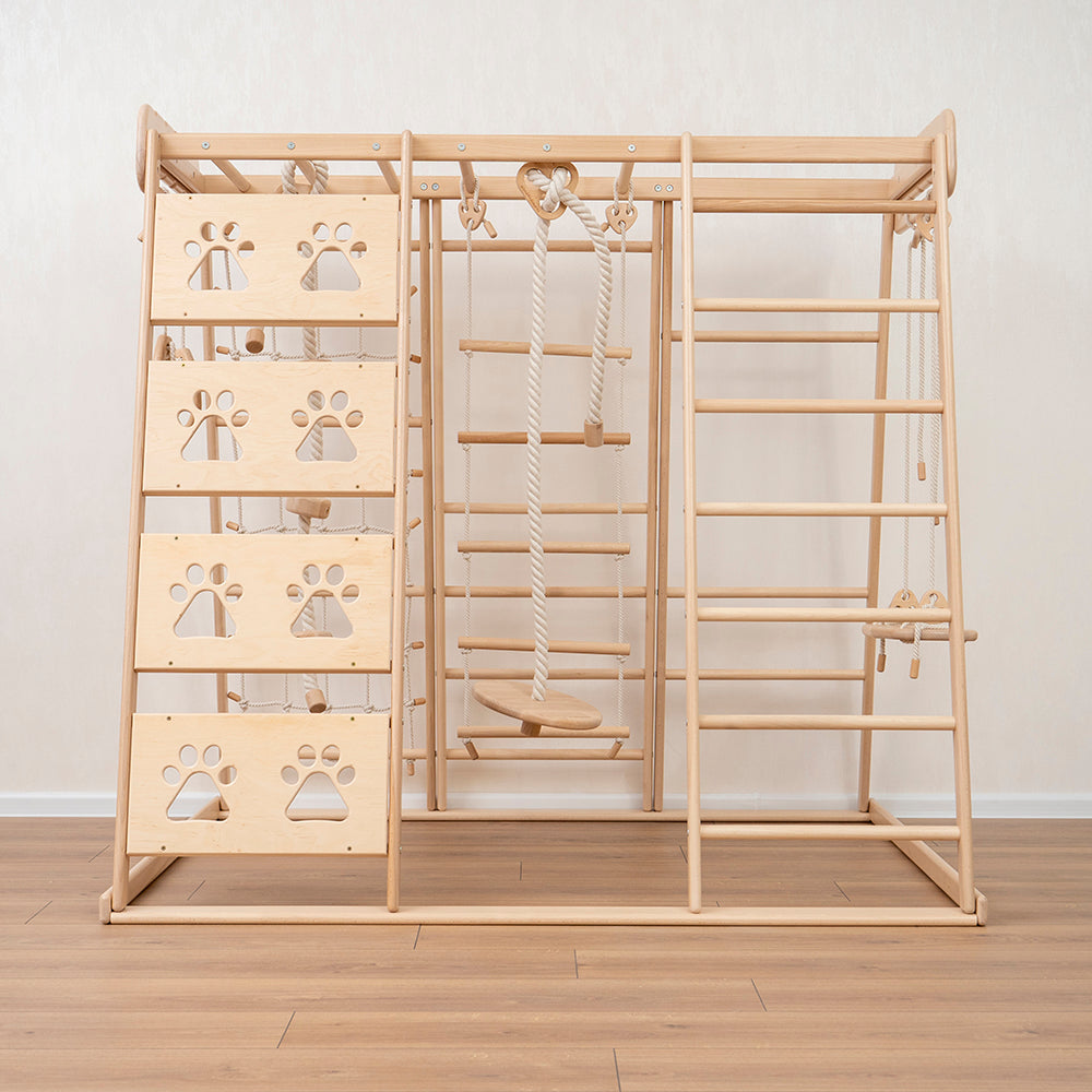 Wood and Hearts Eco-Friendly Natural Wooden Climbing Indoor Playground Jungle Gym