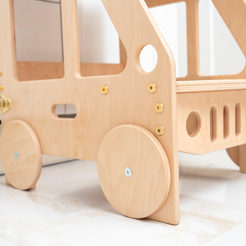 Wood and Hearts Eco-Friendly Wooden Convertible Kids' Kitchen Tower Step Stool Table and Chair