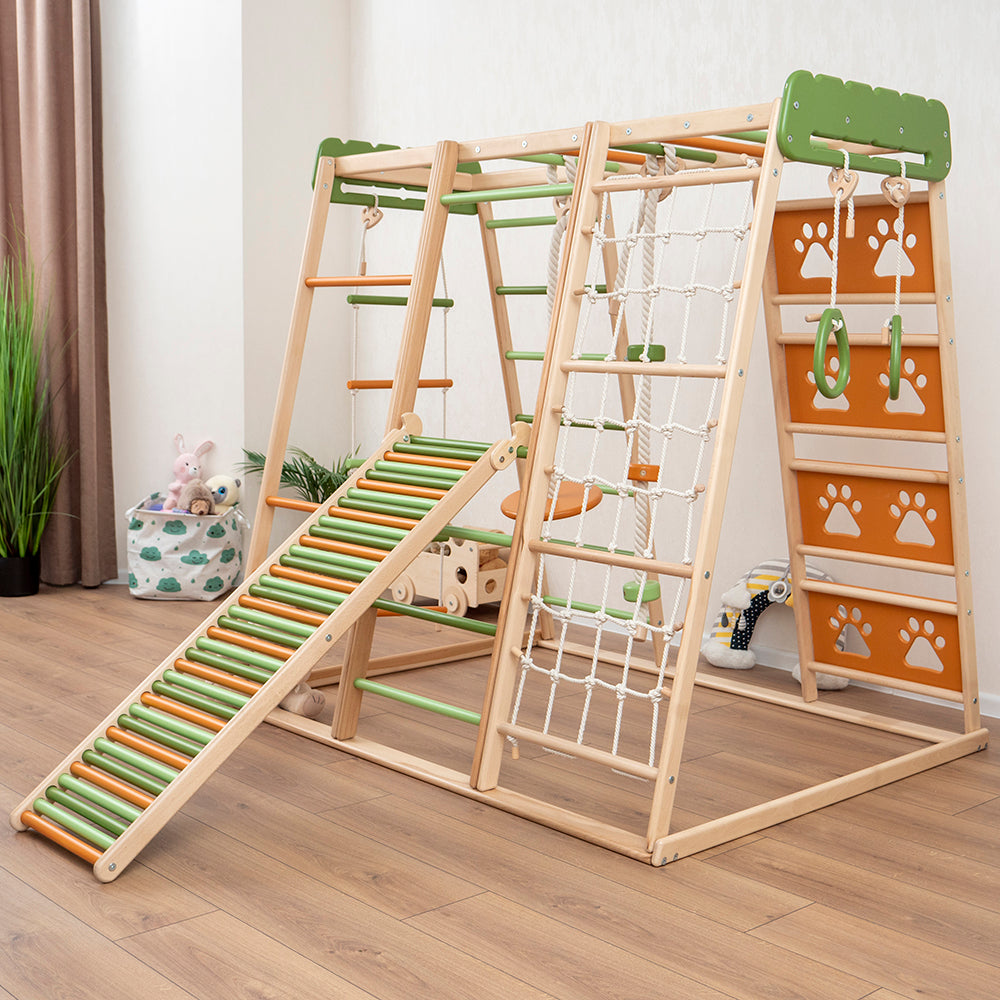 Wood and Hearts Eco-Friendly Natural Wooden Climbing Indoor Playground Jungle Gym