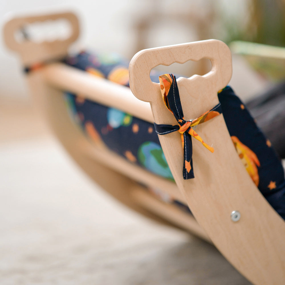 Wood and Hearts Eco-Friendly Wooden Large Montessori Climbing Arch with Cushion or Tent