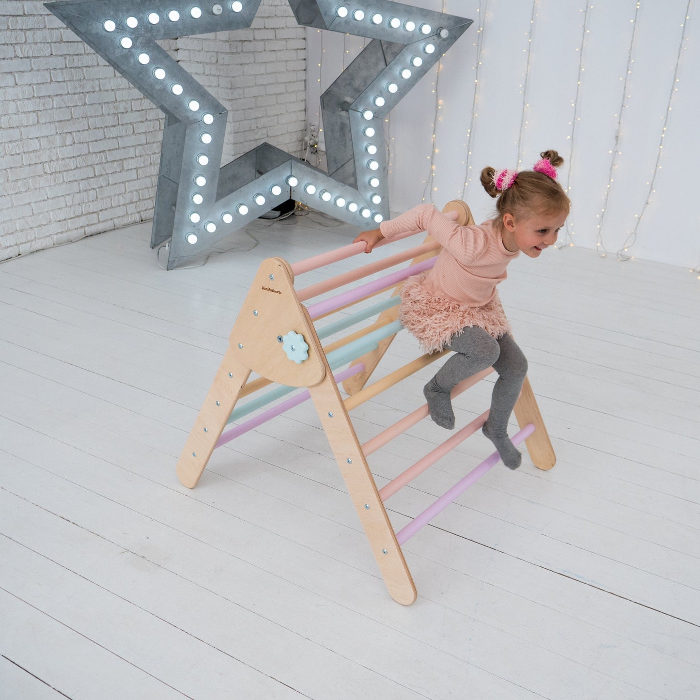 Wood and Hearts Eco-Friendly Wooden Montessori Foldable Pikler Triangle