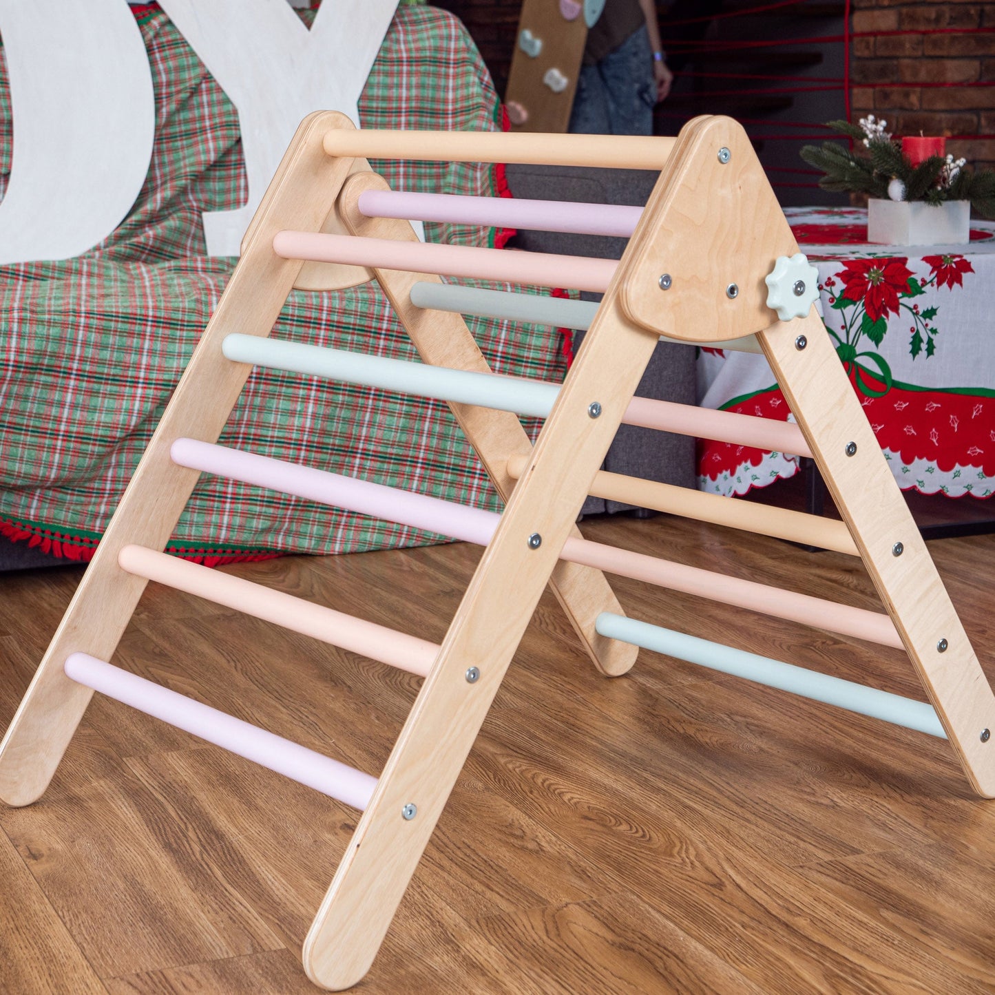 Wood and Hearts Eco-Friendly Wooden Montessori Foldable Pikler Triangle