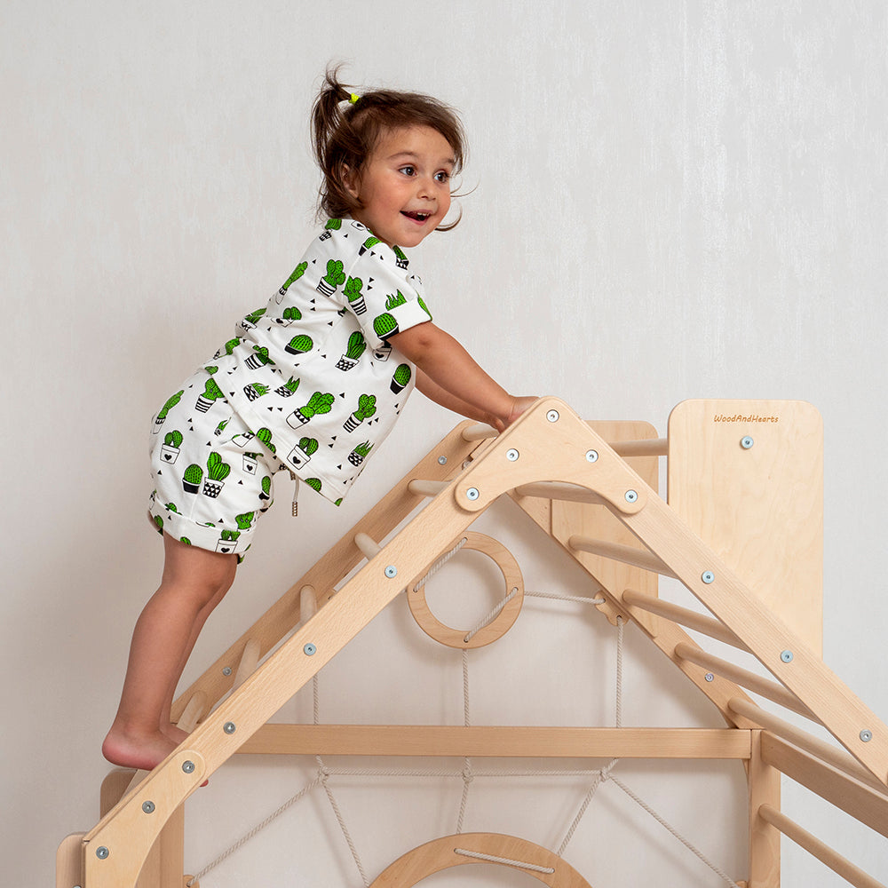 Wood and Heart Eco-Friendly Indoor Wooden Climbing Playhouse