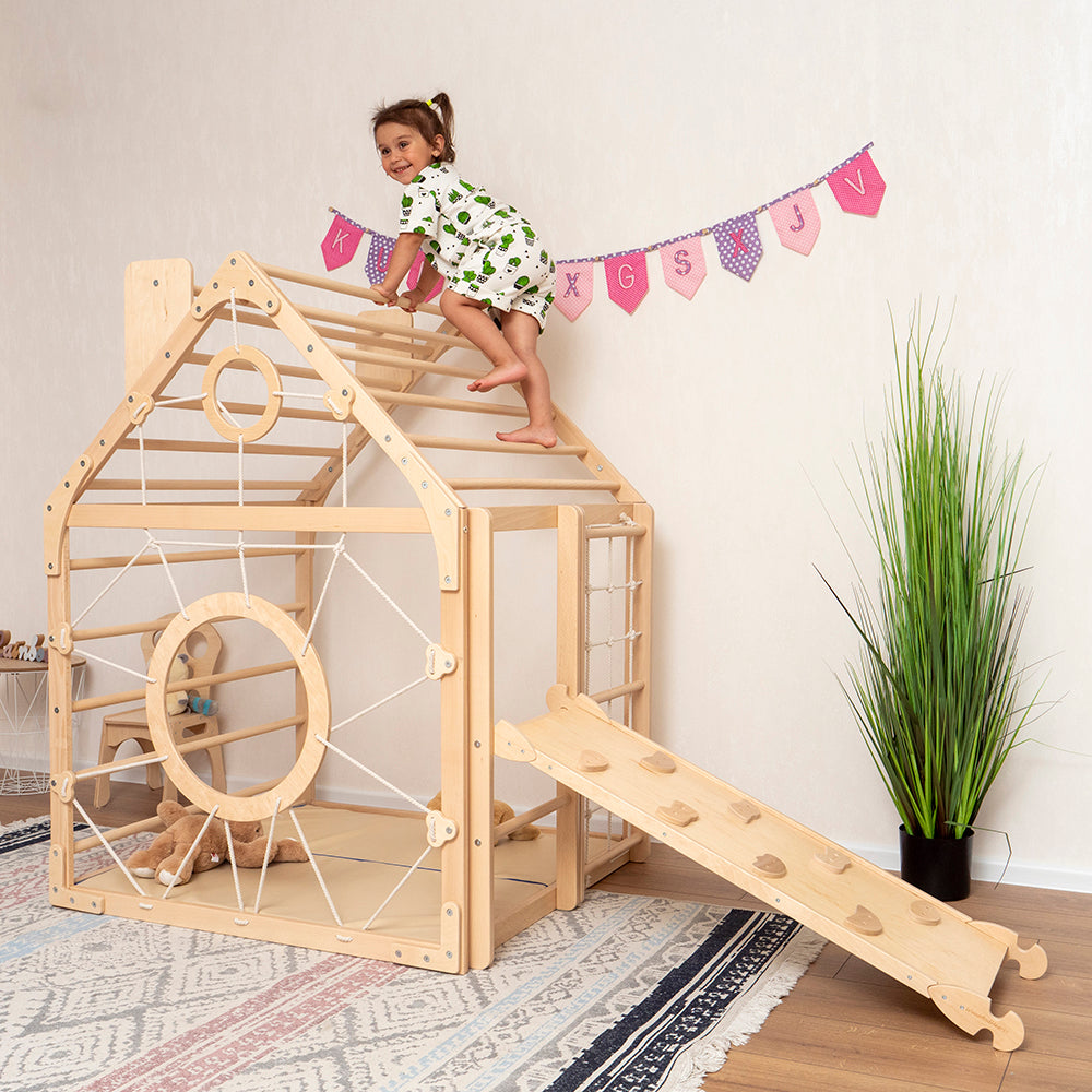 Wood and Heart Eco-Friendly Indoor Wooden Climbing Playhouse