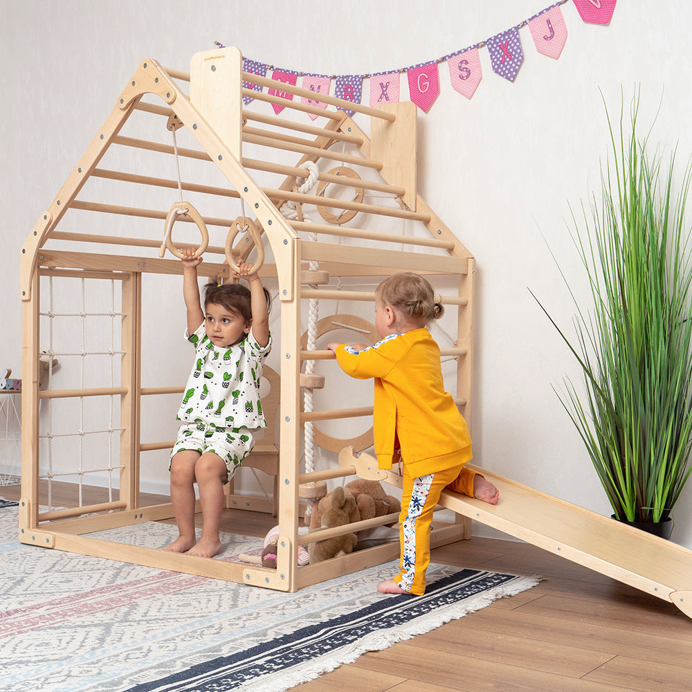 Wood and Heart Eco-Friendly Indoor Wooden Climbing Playhouse