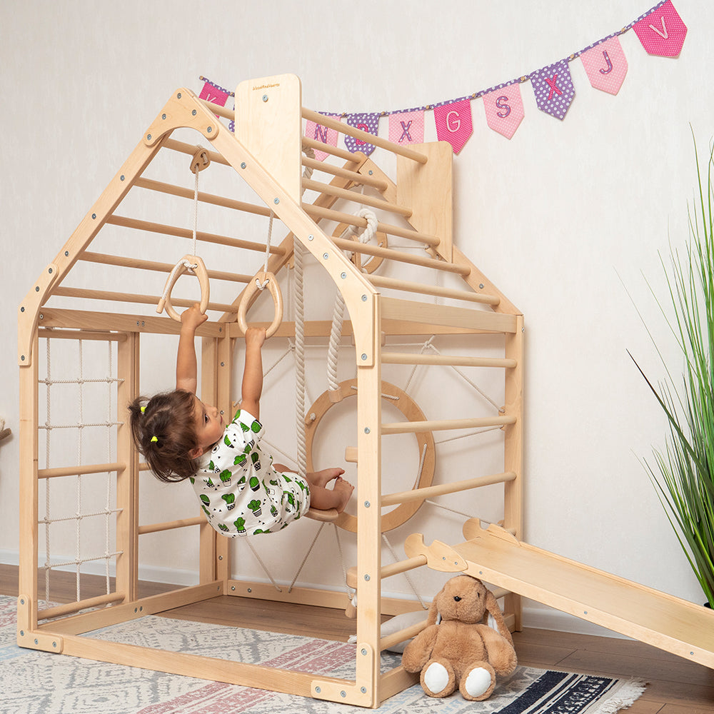 Wood and Heart Eco-Friendly Indoor Wooden Climbing Playhouse