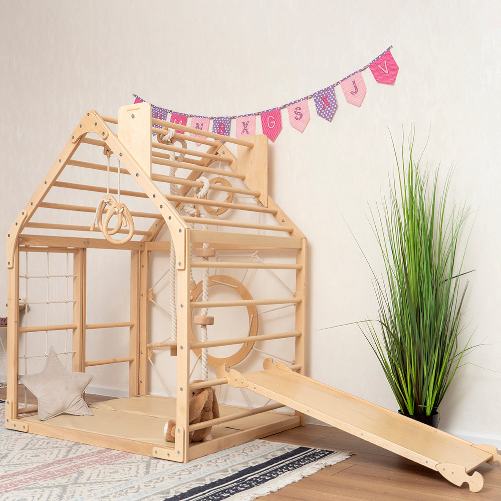 Wood and Heart Eco-Friendly Indoor Wooden Climbing Playhouse