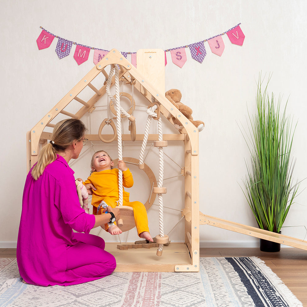 Wood and Heart Eco-Friendly Indoor Wooden Climbing Playhouse