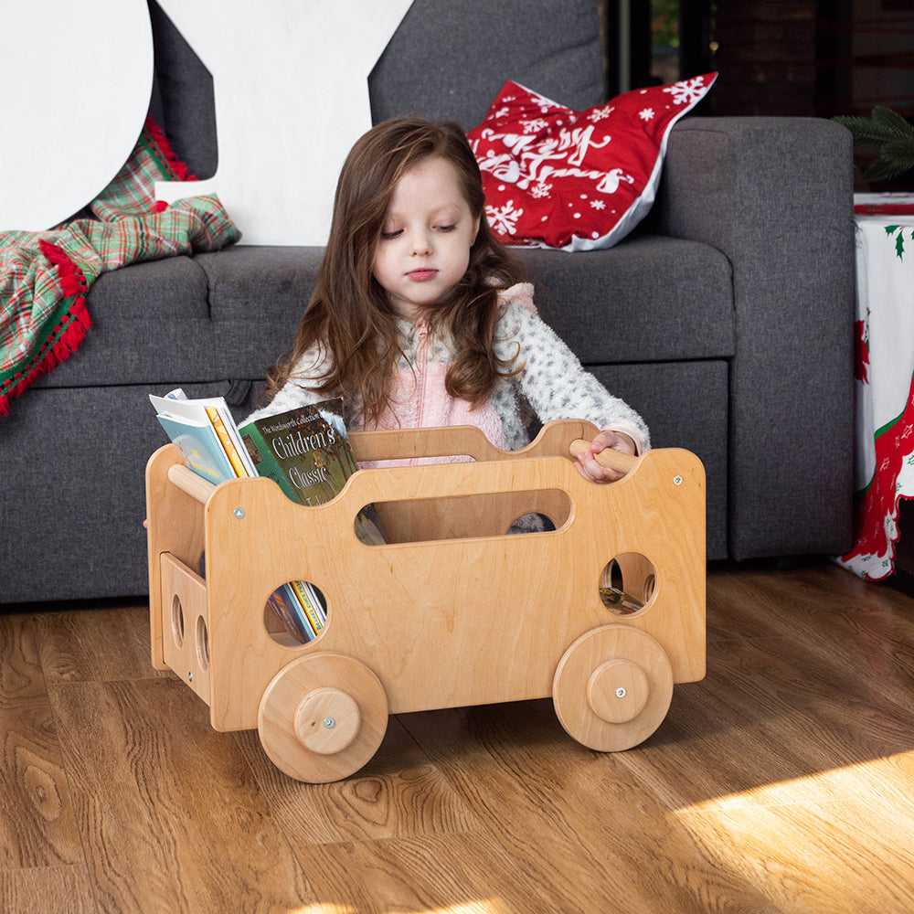 Wood and Hearts Eco-Friendly Wooden Montessori Car Shaped Toy Organizer