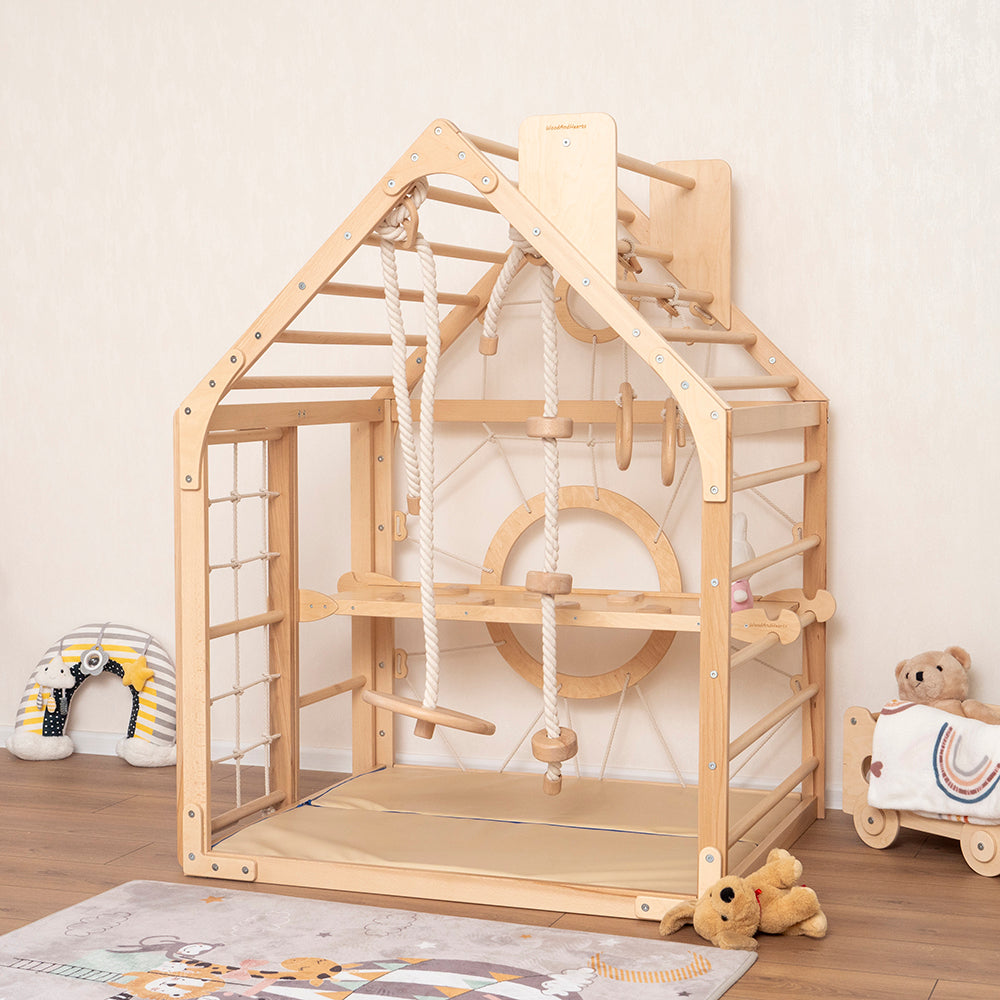 Wood and Heart Eco-Friendly Indoor Wooden Climbing Playhouse