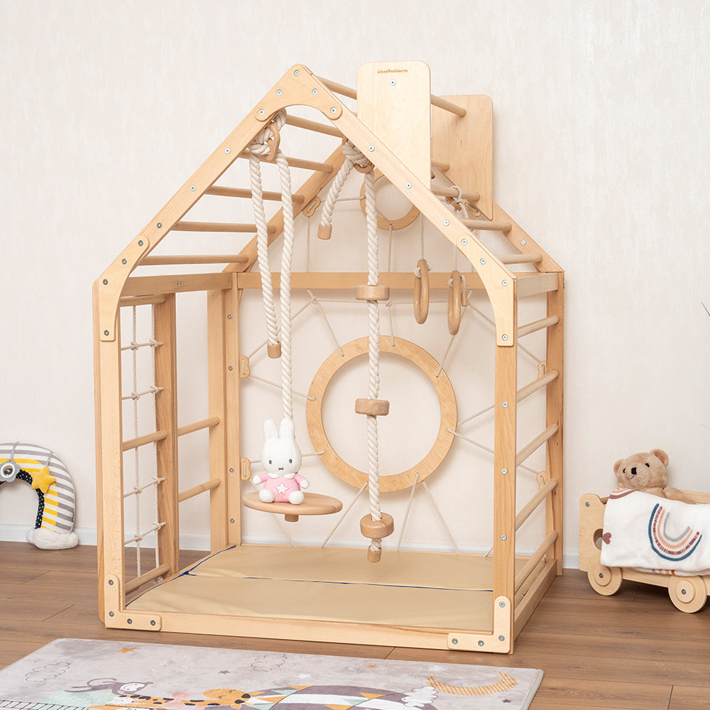 Wood and Heart Eco-Friendly Indoor Wooden Climbing Playhouse