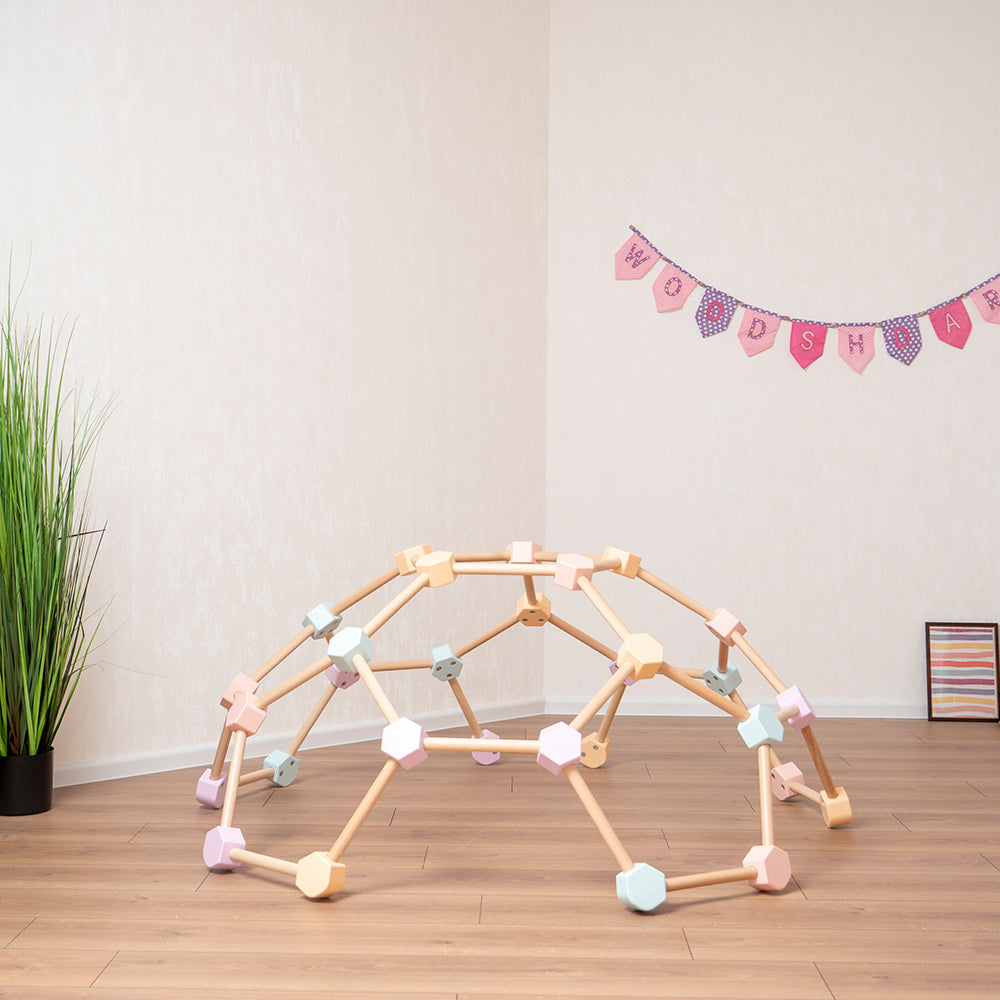 Wood and Hearts Eco-Friendly Natural Wooden Indoor Kids' Climbing Dome